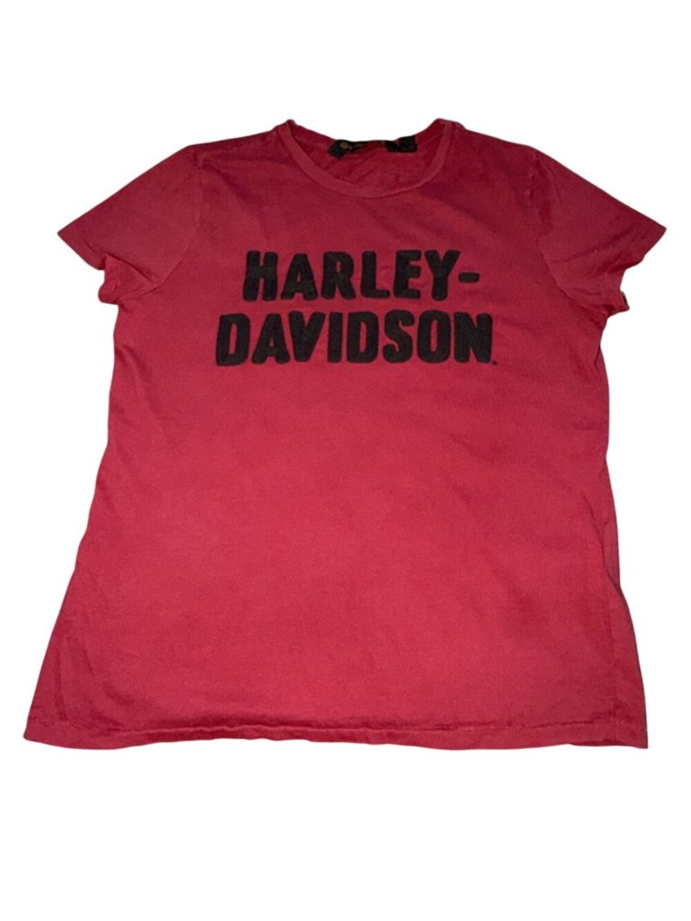 Harley-Davidson Womens Short Sleeve Crew Neck Shirt-Red-L-GUC
